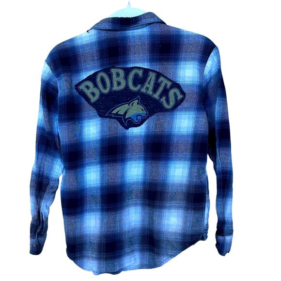 Montana State University Bobcats Plaid Flannel Button Down Shirt XL Football - Picture 1 of 5